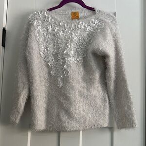Ruby Rd. Light Gray Sweater with White Accents